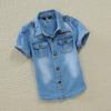 Comercio exterior ropa infantil al por mayor niños niños camisa de mezclilla manga corta fina coreana verano camisa infantil