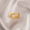 Anillo Vintage Hueco con Patrón de la Gran Muralla para Mujer, Diseño de Nicho, Acero de Titanio, No se Desvanece, Anillo para el Dedo Índice, Estilo Coreano, Anillo de Banda Lisa Estilo Ins