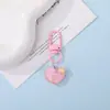 Llavero colgante de corona translúcida color caramelo con purpurina y corazón con cuentas, accesorio DIY, decoración personalizada para bolsa
