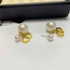 Aretes de Perlas, Delanteros y Traseros, Aretes de Perlas, Letras Grandes y Pequeñas, Elegantes, de Alta Gama, Aretes Retro al por Mayor