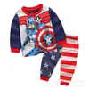 Ropa Infantil de Comercio Exterior en Stock, Ropa para el Hogar, Conjuntos de Algodón para Niños, Pijamas de Aire Acondicionado, Marvel Capitán América, Venta al por Mayor Transfronteriza Directa de Fábrica