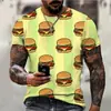 Verano 2024 Nuevo Bob Esponja Patricio Estrella Calamardo Mismo Estilo Camiseta de Manga Corta Impresión Digital 3D Dibujos Animados