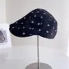 Sombrero retro de lunares estilo Hong Kong a la moda para mujer, elegante y versátil para otoño, gorro de lana, boina usada al revés, moderno