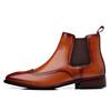 Botas Chelsea 2023 outono novo masculinas de couro Brogue moda tendência botas curtas britânicas botas casuais de negócios masculinas