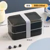 Lonchera sellada de plástico de grado alimenticio con cubiertos, adecuada para estudiantes y oficinistas, portátil y de doble capa para empacar comidas