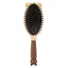 Set de Peine para el Hogar Estilo Gato, Suave y Lindo, Color Café, Juego de Cuatro Piezas: Espejo de Maquillaje de Mano, Peine Masajeador para el Cuero Cabelludo de Mujer, Set de Espejo y Peine