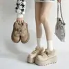 Moda Estilo Coreano Veludo Grosso Solado Grosso Sapatos de Algodão Femininos 2026 Inverno Novo Quente Confortável Slip-on Aumento de Altura Antiderrapante Sapatos Birkenstock