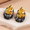Pendientes Ovalados Geométricos de Flor de Resina Retro Europeos y Americanos, Pendientes de Estilo Palacio de Gama Alta Estilo Nicho para Mujer