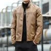 Casaco de couro masculino para o exterior outono e inverno estilo coreano moderno slim fit bonito juventude vestuário de motocicleta gola alta jaqueta de couro masculino