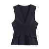 Ordem do comércio exterior! ZA atacado transfronteiriço estilo europeu e americano moda feminina casual top regata sem mangas com barra estilo saia curta