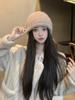Gorro de lana japonés para mujer, cálido, grande, grueso, con protección para las orejas, de punto, estilo coreano, con etiqueta Baotou, para otoño e invierno.