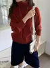Suéter de cuello alto estilo perezoso para mujer, 100% lana pura, suéter de lana para otoño e invierno, suéter holgado para capas interiores, tejido de punto pullover