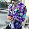 Cardigan popular de primavera y otoño 2024 para hombre, importación, estampado digital, solapa, delgado, corte ajustado, camisa de manga larga para negocios