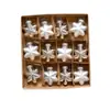 Nuevos adornos de vidrio navideños transfronterizos, con formas únicas, en dorado y rojo, un juego de decoraciones en forma de estrella hexagonal para árboles de Navidad