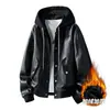 Chaqueta de Cuero Casual para Hombre Otoño 2025 Nueva con Capucha Falso Dos Piezas Chaqueta de Cuero PVC Chaqueta de Cuero para Ciclismo Motocicleta