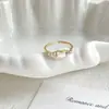 Anel Aberto Cabeça de Gato com Concha Inspirado em Design, Fofo e Simples, Cravejado com Pérolas e Zircônia, Anel de Dedo Indicador com Design de Nicho
