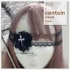 Máscara de Olho Cruzada Punk Doce Legal de Halloween Estilo Lolita Dark Gothic Acessórios de Laço para Crianças