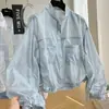 Chaqueta Delgada con Cuello Alto Fruncido, Elegante y Única, Protección Solar para Mujer, Estilo Europeo, Chaqueta Corta Holgada de Moda