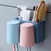 Colgador de Pared Simple Sin Rastro Moda Estante para Cepillos de Dientes Vaso para Enjuague Bucal Hotel Baño Taza de Almacenamiento Kit de Agua para Enjuague Bucal