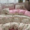 Estilo Cream Estilo Coreano Urso Roupa de Cama Conjunto de Quatro Peças Capa de Edredom Lençol Dormitório Estudante Solteiro Casal Conjunto de Três Peças