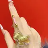 Colgante Año del Caballo, Llavero de Caballo Dorado, Colgante para Bolso con Pan de Oro, Llavero, Pequeño Regalo por Asistencia