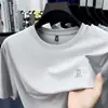 Camiseta de Manga Corta para Hombre con Estampado de Acero, Cuello Redondo, Sin Costuras, Moda de Verano 2026, Marca Trendy Casual, Camiseta de Manga Corta Estampada para Hombre