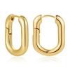 Brincos em Ouro 18K com Microincrustação de Zircônia em Formato de U com Acabamento de Luxo, Argolas de Orelha em Formato de U, Brincos Transfronteiriços Europeus e Americanos da Amazon