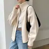 Casaco Suéter Estilo Preguiçoso Transfronteiriço Feminino 2026 Outono/Inverno Novo Estilo Coreano Cor Sólida Gola Alta Zíper Cardigan de Tricô Roupa Feminina