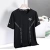 Camiseta de seda de hielo de verano para hombre, cuello redondo, ropa de secado rápido, manga corta, fina, transpirable, manga media, talla grande, deportiva, holgada, de moda.