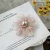 Accesorios de Flores de 4.5cm Organza Perla Nueva Flores Hechas a Mano DIY Pasador para el Cabello Tocado Funda para Teléfono Móvil Accesorios para Ropa