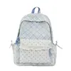 Mochila Cuadros Fresca para Estudiantes Mujeres, Linda Mochila con Adorno de Encaje para Estudiantes de Secundaria y Preparatoria, Mochila para Viajes Diarios y Uso Casual