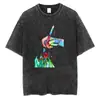 Camiseta de Línea Garabateada Gráfico Creativo de Graffiti Algodón Corto
