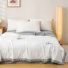 Colcha de Algodão Xinjiang Cor Sólida, Colcha de Verão Color Block, Colcha de Algodão Lavado Estilo Muji para Ar Condicionado, Colcha de Resfriamento de Verão, Roupa de Cama, Personalizável