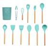 Nova Cor Verde Floresta Utensílios de Cozinha de Silicone Conjunto de 12 Peças Espátula de Cozinha Utensílios de Cozinha Ferramenta Porta-Colher Balde de Armazenamento Conjunto