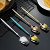 Vajilla Cuchara de Acero Inoxidable Tenedor Flor de Rosa Tenedor para Ensalada de Frutas Cuchara Mezcladora Dorada Rosa Dorado Cuchara para Sopa Estilo Coreano