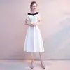 Vestido de Noche para Hombre Pequeño Femenino Banquete Elegante Blanco Vestidos de Dama de Honor Usualmente Llevan Francés Alta Textura Vestido de Tirantes