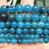 Nuevas Cuentas Redondas de Ágata Jade Azul Optimizadas de 6/8/10 mm Cuentas Sueltas Pulsera DIY Collar Tejido Joyería Hecha a Mano Accesorios
