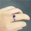 Anel Lavanda Púrpura para Mulheres, Design de Nicho Ins, Fashion e Único, Anel de Contas da Sorte com Pedra de Ametista Natural