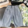 Ropa de verano para niños de 2025, pantalones cortos de mezclilla de estilo extranjero con lavado de arena, venta al por mayor