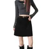 26 Saia Curta Meia Saia de Pelúcia Camurça Retrô Feminina Outono Inverno Versátil com Bolso Cintura Alta Modeladora Linha A Saia Curta Dropshipping