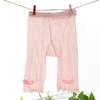 Calça Cropped Feminina Fina Verão 2024 Estilo Coreano Roupa Infantil Grande Elástica Renda Vazada Leggings para Crianças Médias e Grandes