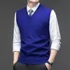 Chaleco de Punto Grueso Nuevo para Hombre 2026, Chaleco de Color Sólido con Cuello en V para Primavera y Otoño, Chaleco Suéter de Moda Tendencia