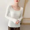 Sentido del diseño~Nuevo suéter de cachemir con cuello en U grande de nicho Otoño/Invierno para mujer, ajuste ceñido, suéter interior, tejido de punto base suave y pegajoso