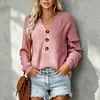 Estilo Europeo Estación Independiente Camisa de Punto Abotonada Suéter Holgado de Manga Larga Color Sólido para Mujer Otoño Invierno Nuevo Top Casual