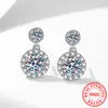 Brincos de prata de lei S925 com moissanita, temperamento simples, alto senso, atacado ao vivo, brincos redondos, brincos de 1 quilate, cor D