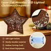 MZ1227-1248 Transfronteiriço; Enfeites de Natal em madeira com luz LED para decoração de mesa festiva