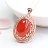 Colgante Huevo de Paloma de Ágata Roja Natural Guan Yu Calcedonia Collar Clavícula Joyería Transmisión en Vivo Dropshipping S2050508
