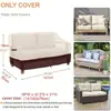Funda para Banco Doble de Exterior Impermeable y a Prueba de Polvo Tela Oxford 210D Blanco Crudo con Marrón Cubierta para Banco Doble de Patio y Ocio