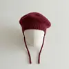 Gorro Coreano para Bebé Qiunan Invierno Nuevo Color Sólido Boina Infantil Tejido de Lana Gorro de Pintor para Niños