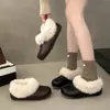 Sapatos Retrô Moda Feminina Sapatos de Algodão Sola Grossa Aumento de Altura Sapatos de Algodão com Plus Veludo Para Uso Externo Acolchoado Pelo Quente Inverno Antiderrapante
